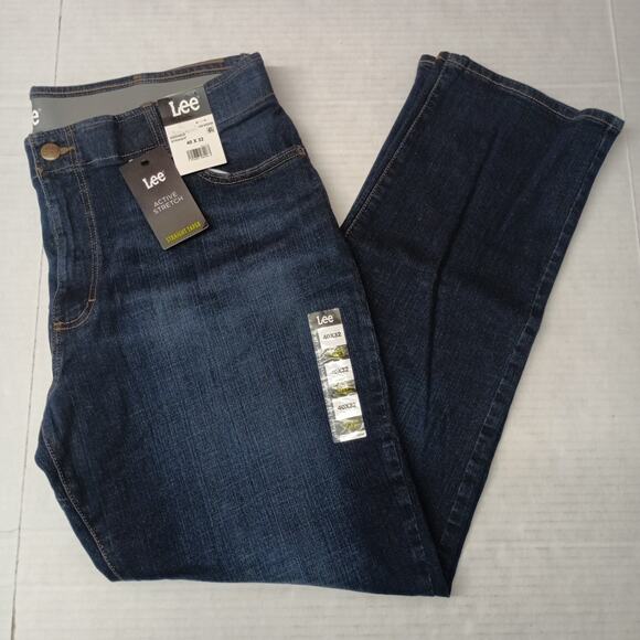Lee Men's 40x32 Straight Taper Jeans Motion Flex Waist Blue - Picture 1 of 8